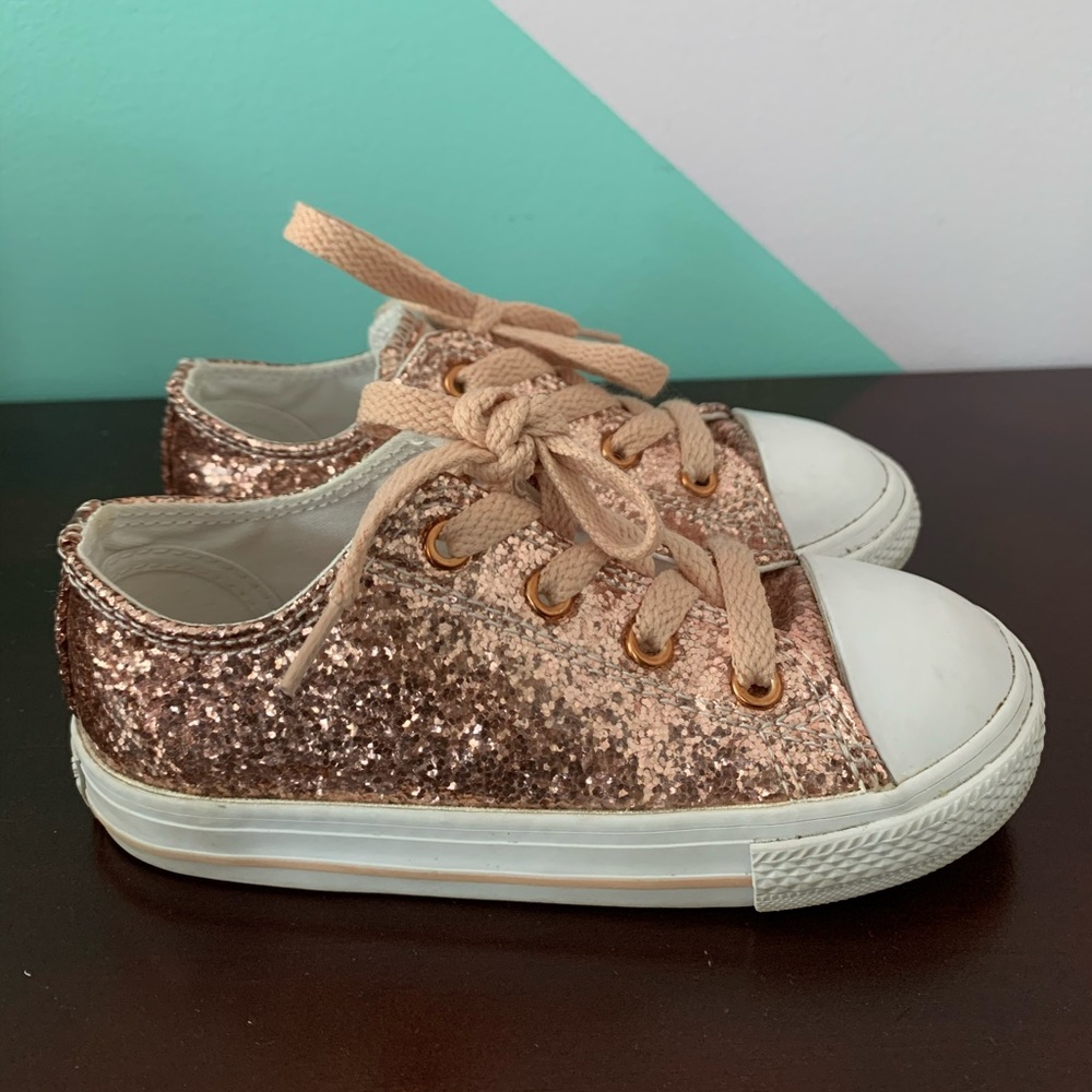 CONVERSE toddler girls pink rose gold glitter 9T